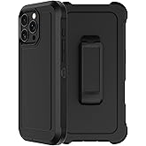 RubCase for iPhone 16 Pro Max Case 6.9” with Belt Clip Holster, 2X Screen Protector, Heavy Duty Military Grade Full Body Shockproof Drop Proof Rugged Protective Cover for iPhone 16 Pro Max (Black)