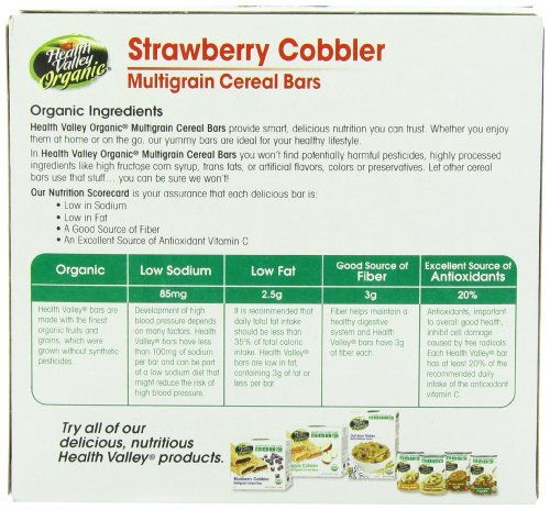 Health Valley Cobbler Cereal Bars, Strawberry, 6 Count, 7.9 Ounce Box
