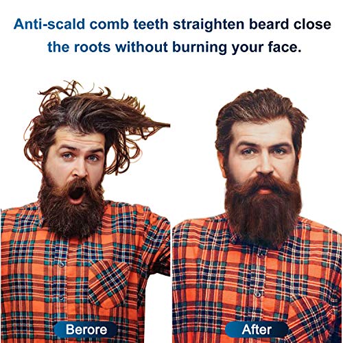 Beard Straightener for Men Ionic hair straightener with LED Display Beard/Hair Straightening Heat Brush with Anti-Scald Feature Portable Beard Straightener Comb For Home & Travel - Thumbnail 2