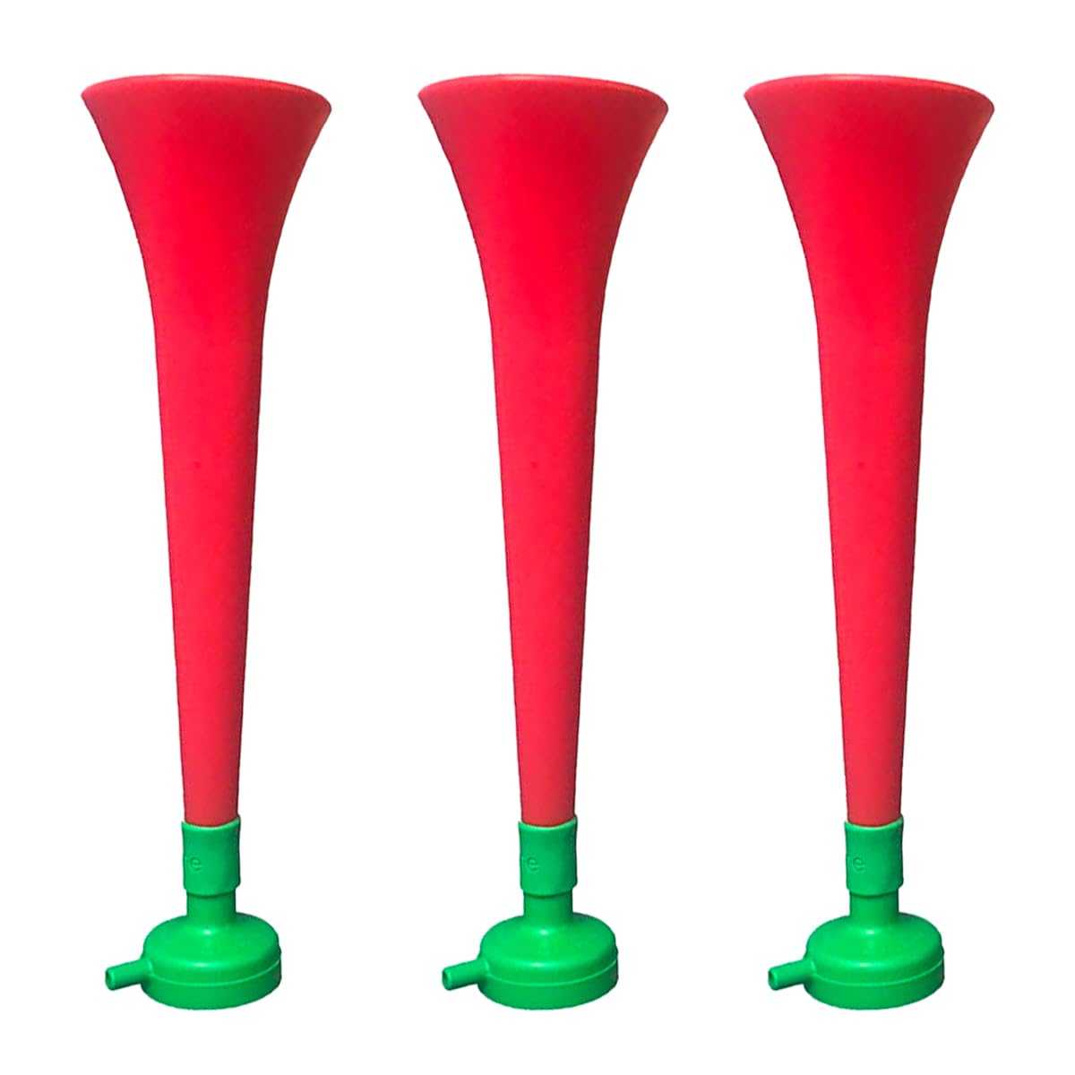 FUN FAN LINE - Pack 3 Resistant Plastic Vuvuzelas | Cheering Trumpets for Football, Sports Events and Parties | Extreme Noise Horn 120 DB | Party Favors for Fans (Portual)