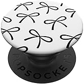 Aesthetic Black Bow Pattern Art On White PopSockets Adhesive PopGrip