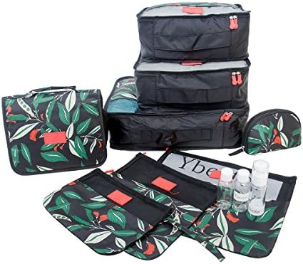 Ybester 8 Set Packing Cubes Travel Luggage Packing Organizers Suitcase Accessories with Toiletry bag