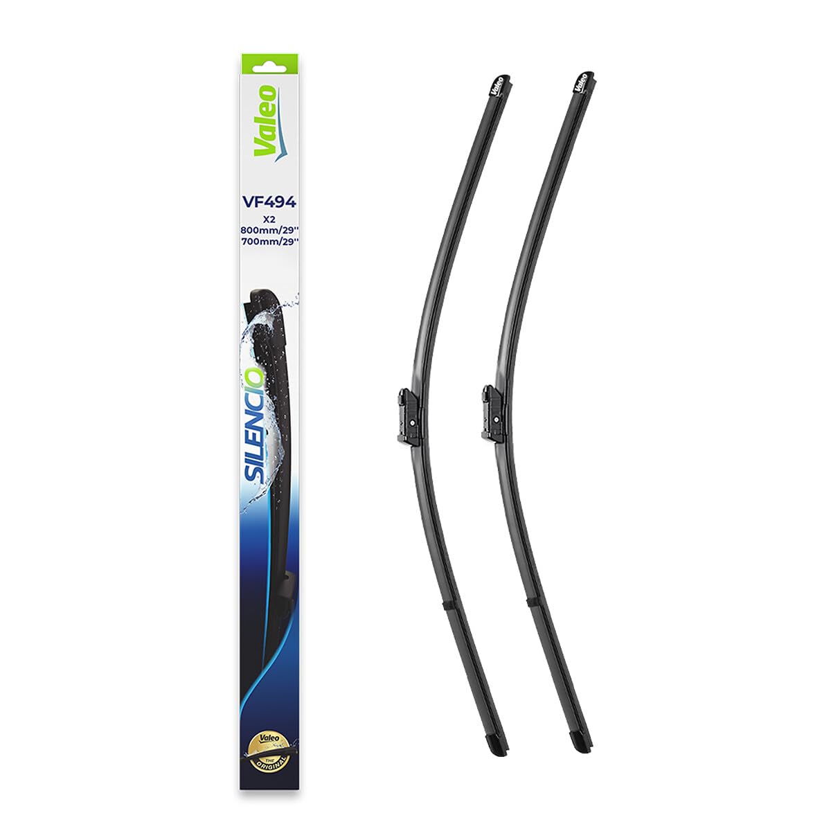 VALEO Silencio Wiper - VF494 - Kit of High Performance, Superior Road Visibility, Easy Installation Original Flat Blades 730mm/730mm - Front - Set of 2 Wiper Blades - 574694