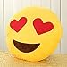 OliaDesign Heart-Eye Emoji Round Smiley Emoticon Cushion Pillow Stuffed Plush Soft Toy, Yellow