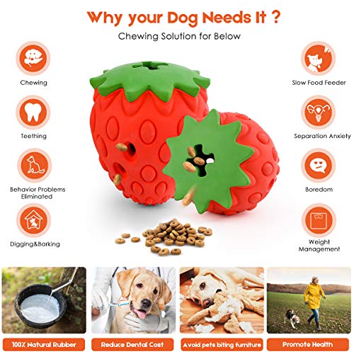 Growom Strawberry Dog Chew Toys for Aggressive Chewer Fun to Chew
