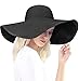 DAFUNNA Women’s Ridge Wide Floppy Brim Sun Hat Beachwear Striped Straw Hat Foldable and Packable (Black)