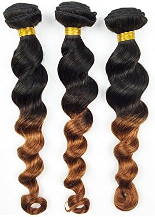 Ombre Color Body Wave Loose Curl 100% Brazilian Virgin Human Hair Weaves-dl16 (22inch, #1B/#6 Loose Curl)