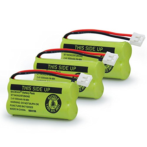 BAOBIAN BT184342 BT284342 Rechargeable Phone Battery Compatible with BT18433 BT-184342 BT28433 BT-284342 BT-8300 BT1011 BT1018 89-1326-00-00/89-1330-01-00 CPH-515D(Pack of 3)