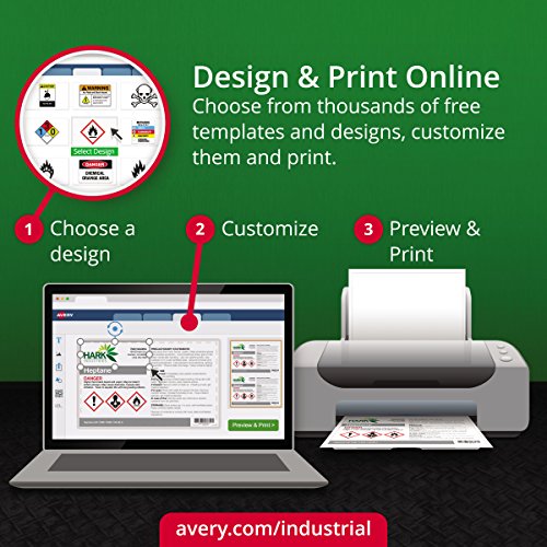 Avery UltraDuty GHS Chemical Labels for Laser Printers, Waterproof, UV