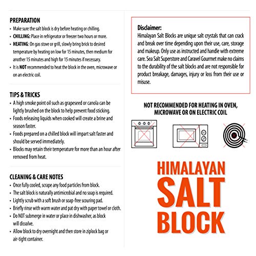 Caravel Gourmet Himalayan Salt Block - Grilling Salt Brick - 8x8 - Hand Crafted - 500 Million Years Old - Great Gift (Himalayan Block, 8x8x1.5) - Thumbnail 6