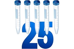 LabXcel Polypropylene Conical Centrifuge Tubes – Plastic Test Tubes with Caps, Printed Graduation, Blue Flat Screw Caps, High Speed Centrifugation, for Medical and Laboratory Use - White (15ml, 25pcs)