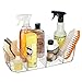 mDesign Large Plastic Divided Portable Storage Organizer Caddy Tote Bin with Handle for Kitchen - Holds Cleaning Supplies, Window Cleaner, Dust Cloths, Sponges - Lumiere Collection - Clear