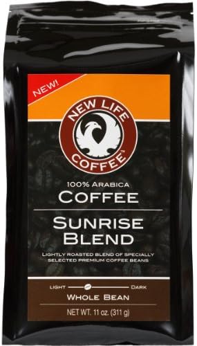 New Life Coffee Sunrise Morning Blend Whole Bean, Light Roast, 11 oz.