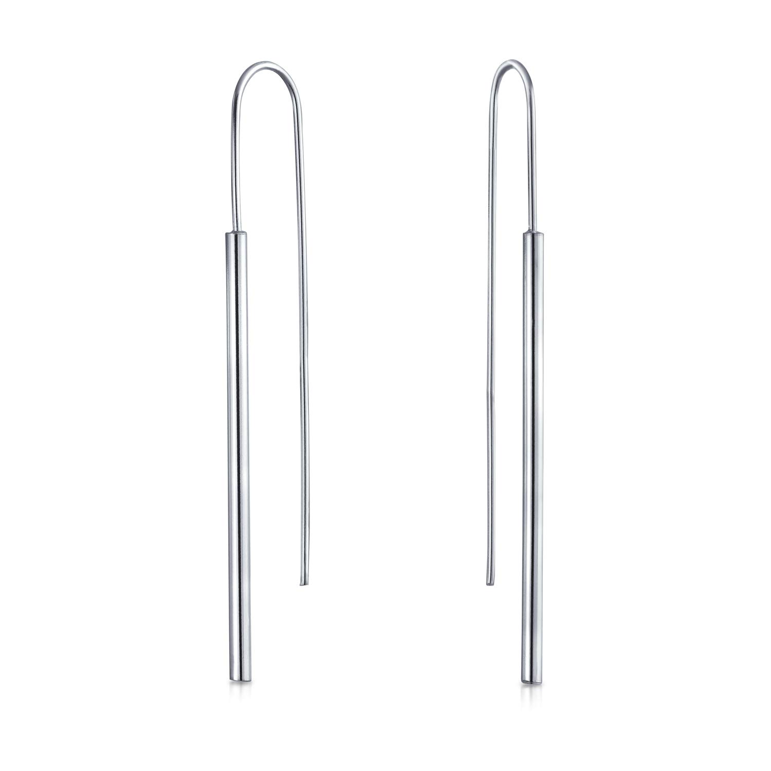 Minimalist Geometric Linear Bar Threader Earrings For Women For Teen .925 Sterling Silver