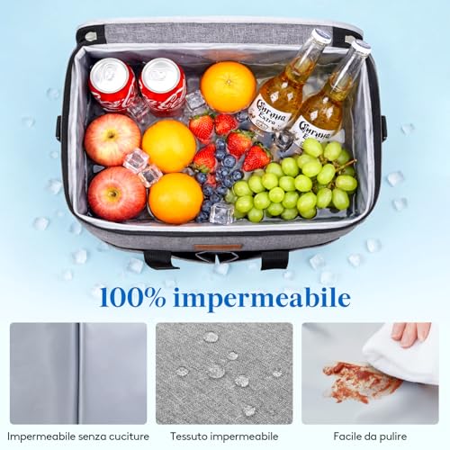 Lifewit Cooler Bag, Portable Cooler Bag with 2/3 Front Pockets, Foldable Cooler Bag for Camping, Travel, Shopping, Picnic