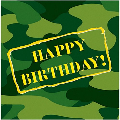 Camouflage Happy Birthday Lunch Napkins 16 Per Pack, Health Care Stuffs