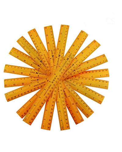 Fyess 25 Pack 12 Inch School Student Rulers Wood Rulers Wooden School Rulers Office Ruler Measuring Ruler,Yellow,2 Scale