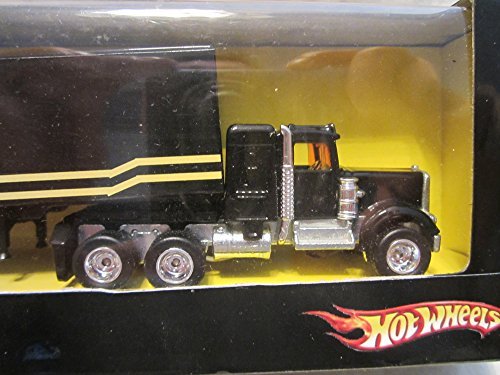 Hot Wheels CUSTOM '75 KENWORTH W900 w/Trailer "Knight Rider" Real Riders Rubber Wheels Collectible Die Cast Truck Model 1:87 Scale in Display Case!!!