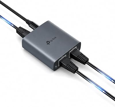 EH210 LAN Splitter 1 auf 2 (Gigabit Ethernet Splitter) | inkl. USB-Stromkabel & Cat 5e Netzwerkkabel | Aluminiumgehäuse, Plug & Play, LAN Switch 2 Port