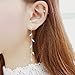 Leaf Chandelier Dangle Earrings Ear Studs Tassel Crawler Earrings Cuff Climber Rhinestone Pierced Clip on Jewelry Golden Plated