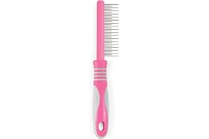 Ancol Ergo Cat Moulting Comb - Pink Grooming Tool for Long Haired Cats - Detangles Removes Loose Hair and Detects Fleas - Eas