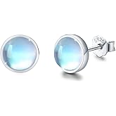 Earrings for Sensitive Ears Synthetic Moonstone Earrings Round Earrings Sterling Silver Stud Earrings for Women