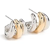 SHASHI Women's Triple Two Toned Hoops
