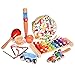 Toddler Musical Instrument Toy Set-12Pcs Wooden Percussion Toys Including Tambourine, Shaker Egg, Piccolo, Maracas and More for Kids Preschool Educational, Music Party Supplies