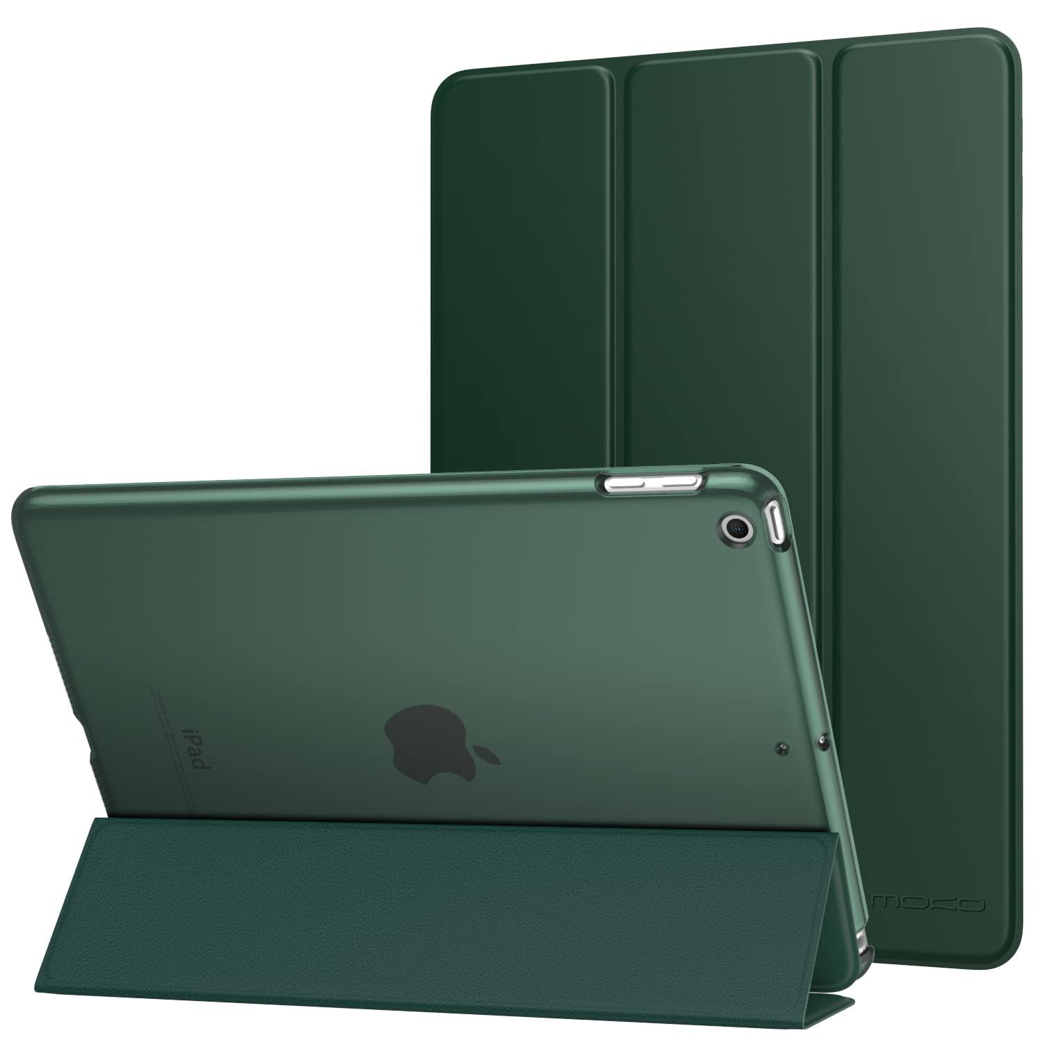 MoKo Case Fit 2018/2017 iPad 9.7 5th/6th Generation, Slim Lightweight Smart Shell Stand Cover with Translucent Frosted Back Protector Fit iPad 9.7 2018/2017, Midnight Green (Auto Wake/Sleep) — image 1