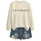 LEBOAMR I'm A Delight Sweatshirt for Women,Funny Saying Crewneck Pullover Letter Print Long Sleeve Top Sarcastic Saying Shirt