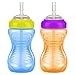 Nuby 2-Pack 10-oz No-Spill Flexi Straw Cup (Blue/Orange)