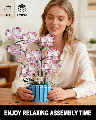 TYCOLE Orchidea Set da Costruire, 779 Fiori Artificiali Botanicals Decorazione Casa Ufficio, Regalo Bambini Adulti Adolescenti, Compleanno, Natale, San Valentino