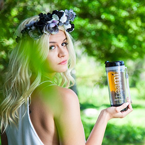 FRUIT INFUSER Water Bottle Tumbler with a Lid | 100% BPA FREE | Our Best Infusion Bottles for Infused Fruit, Smoothies, Tea, and Coffee | Double Walled Mug, Hot & Cold (20 Ounces, Black)