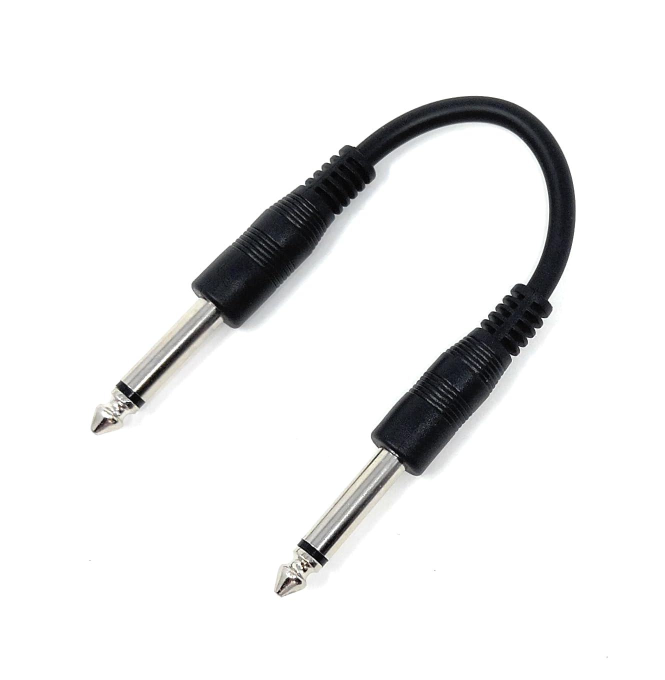 DRUT 15cm 6.35mm 1/4" TS Mono Jack to Jack Plug Lead for Guitar, Amplifiers, Music Instruments, Speakers, Microphone Cable Straight Ends, Black 0.5ft