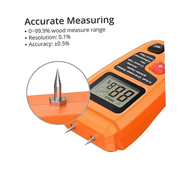 ZJ LIUJING Holz-Feuchtigkeitsmessgerät, LCD-Display, 0–99,9 %, zwei Laser, Messgerät, digitaler Feuchtigkeitstester… – Bild 5