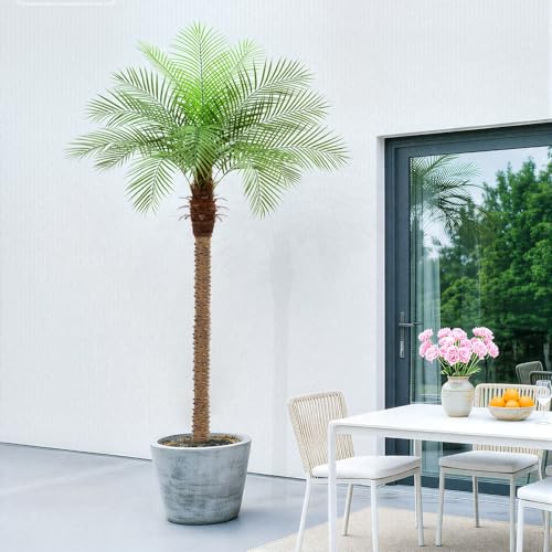 ZEEOZE 240cm Artificial Palm Tree Phoenix Artificial Palm Trees Tall with 18 Adjustable Leaves Artificial Plants Phoenix for Outdoor Patio Pool Home Office Living Room Garden (1 Unit, 240cm)