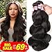 Bestsojoy Brazilian Virgin Hair Body Wave 4 Bundles 8A Unprocessed Remy Human Hair Weave Natural Color (20 22 24 26)