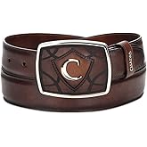 CUADRA Men's Cowboy Belt in Genuine Leather Brown 32
