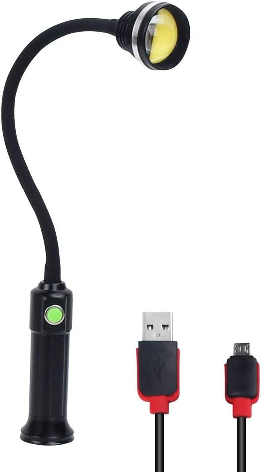 FISHNU LED Work Light, Super Brightness Magnetic Adjustable LED Work Light,USB Rechargeable Focus Lights,18.11inches Flexible Rubber-Coated Arm, Strong Magnetic Light Base(Cob Led)