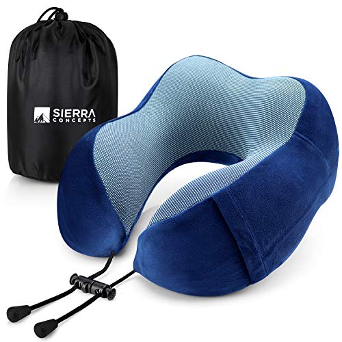 Sierra Concepts Travel Pillow 100 Pure Memory Foam Neck Pillows for