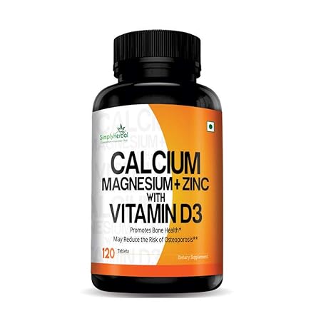 Simply Herbal Calcium, Magnesium, Zinc, D3 & B12 Tablets - 120 Tablets (1)