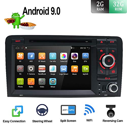 Android-90-Double-Din-Car-Stereo-for-Audi-A3-2003-2011-HD-7-inch-2G-RAM32G-ROM-Car-Audio-GPS-Navigation-Head-unit-Support-WiFi-4G-Bluetooth-Steering-Wheel-Google-DAB-OBD-Free-Backup-Camera-Canbus