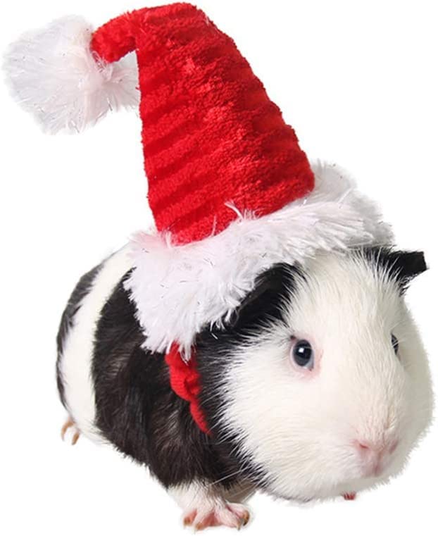 iplusmile Small Animal Christmas Costume - Red Cute Hamster Hat - Soft & Adjustable Christmas Outfits for Hamster Rabbit Kitten Guinea Pig