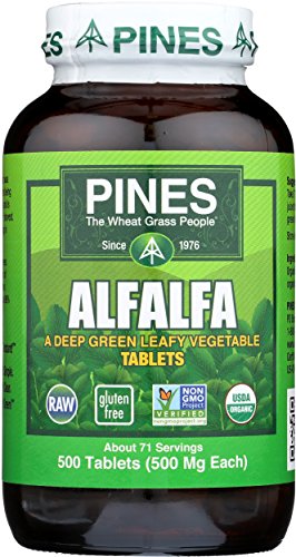 Pines Organic Alfalfa, 500 Count Tablets