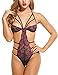 Avidlove Sexy Teddy Lingerie for Women One Piece Halter Lace Babydoll Bodysuit Rose Red S