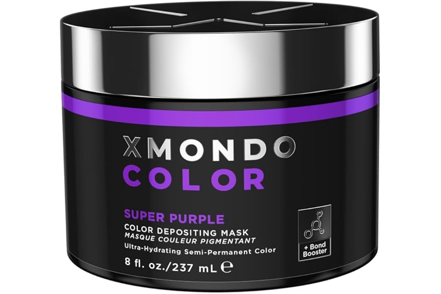XMONDO Color Super Purple Depositing Mask & Semi-Permanent Purple Dye | Infused with Bond Booster Technology & Hyaluronic Acid for Nourishment, Revitalization & Repair, Vegan Formula, 8 Fl Oz 1-Pack