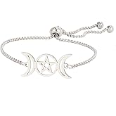 EUEAVAN Triple Moon Goddess Pentagram Star Bracelet Amulet Pentagram Religion Bangle Stainless Steel Jewelry Symbol Witchcraft Gifts For Women
