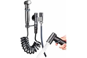 PINNKL 1-In-2-Out Dual Control Valve, Bathroom Faucet Double Handle Dual Control, Dual Control Valve for Bidet and Shower (dual control valve with faucet,black)