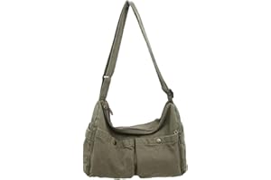 KBTYE Canvas Messenger Bag Cute Crossbody Tote Bag Shoulder for Women Men for School Aesthetic Hobo with Multiple Pockets