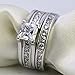 LOVERSRING Couple Ring Bridal Set His Hers Women White Gold Plated Cz Men Titanium Wedding Ring Band Set